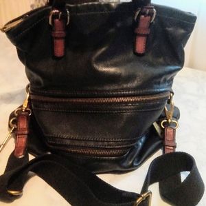 Fossil Black Leather Boho Shoulder/Sling Bag,
